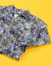 Vintage 80s Blue Cosmic Sports Floral Windbreaker Jacket