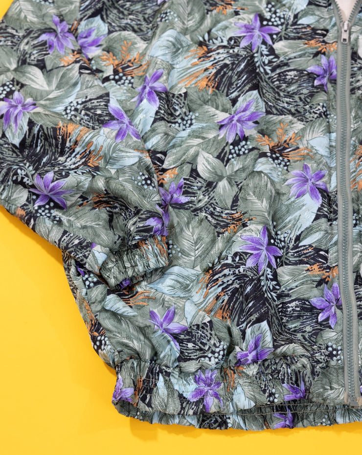 Vintage 80s Blue Cosmic Sports Floral Windbreaker Jacket