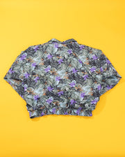Vintage 80s Blue Cosmic Sports Floral Windbreaker Jacket