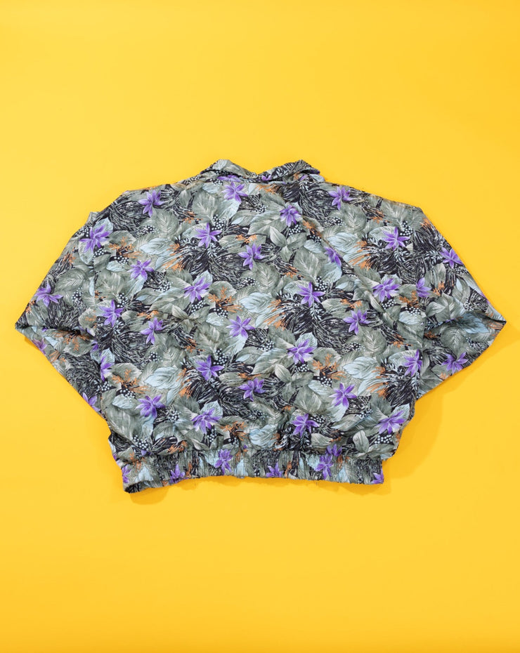 Vintage 80s Blue Cosmic Sports Floral Windbreaker Jacket
