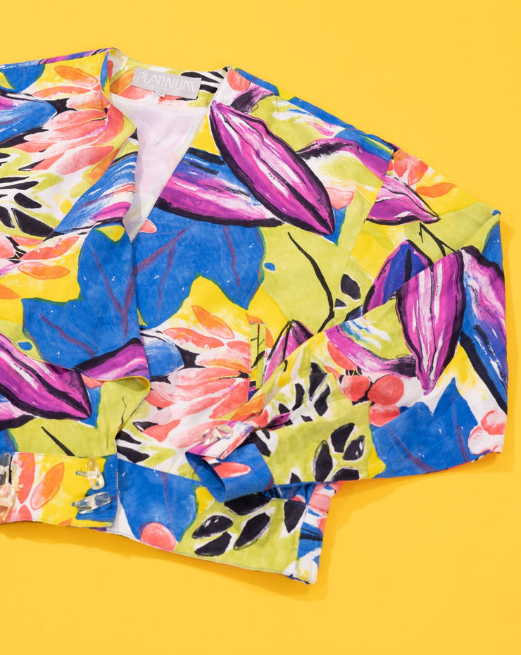 Vintage 80s Platinum by Dorothy Schoelen Floral Blazer