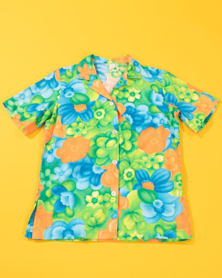 Vintage 60s/70s Neon Floral Button Up