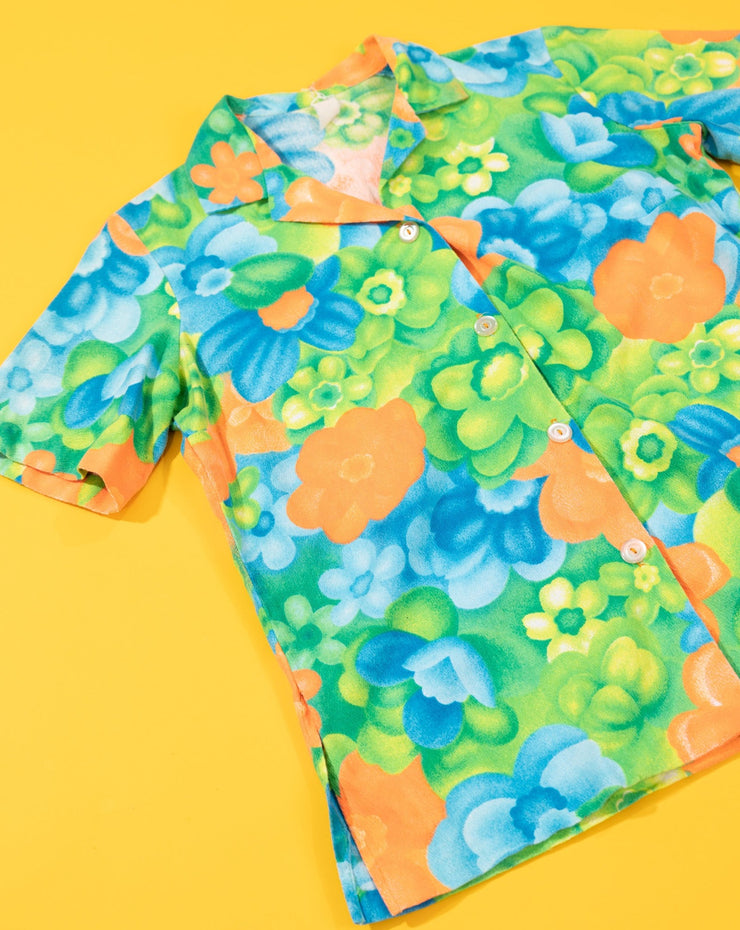 Vintage 60s/70s Neon Floral Button Up