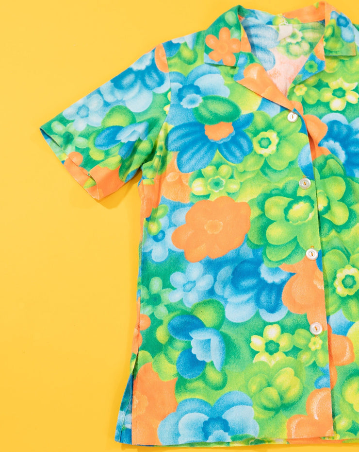 Vintage 60s/70s Neon Floral Button Up