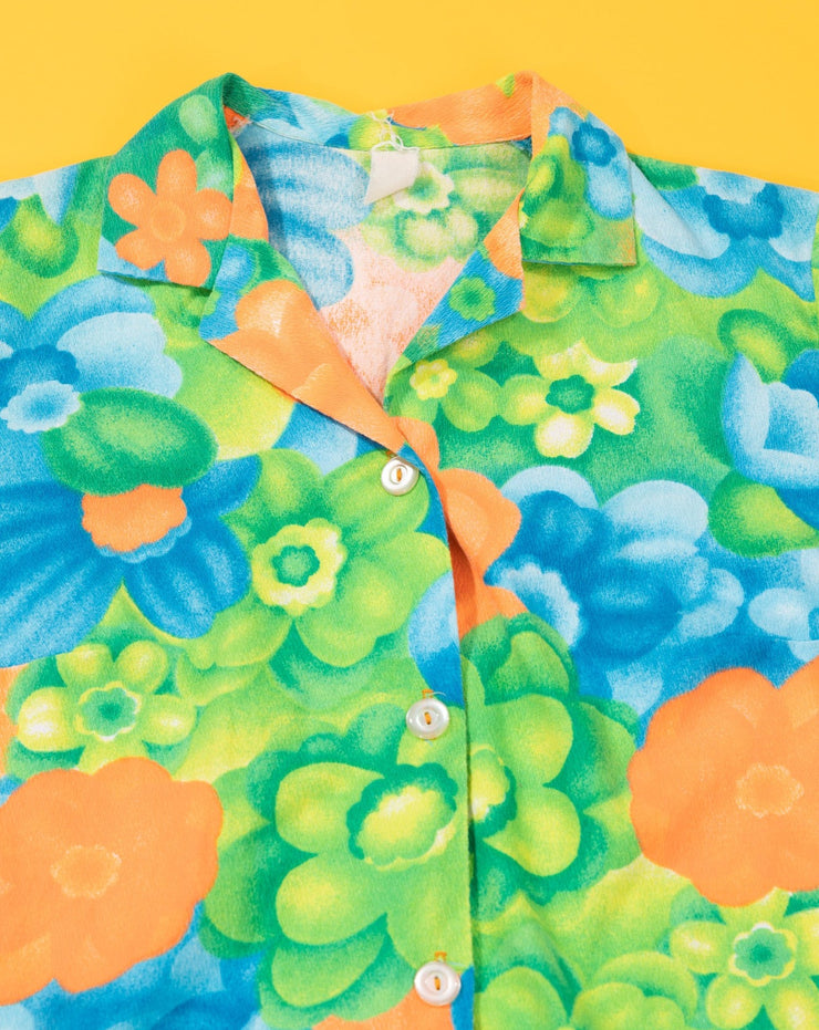 Vintage 60s/70s Neon Floral Button Up