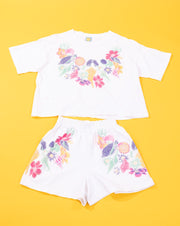 Vintage 80s Sun Lover Floral Crop Top and Shorts Set