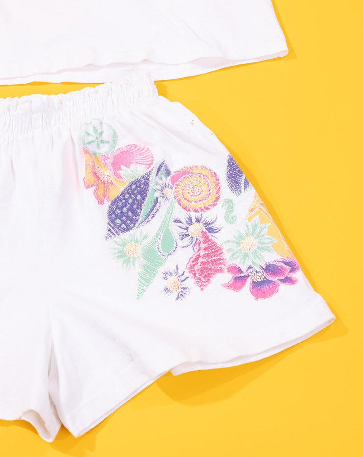 Vintage 80s Sun Lover Floral Crop Top and Shorts Set