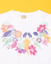 Vintage 80s Sun Lover Floral Crop Top and Shorts Set