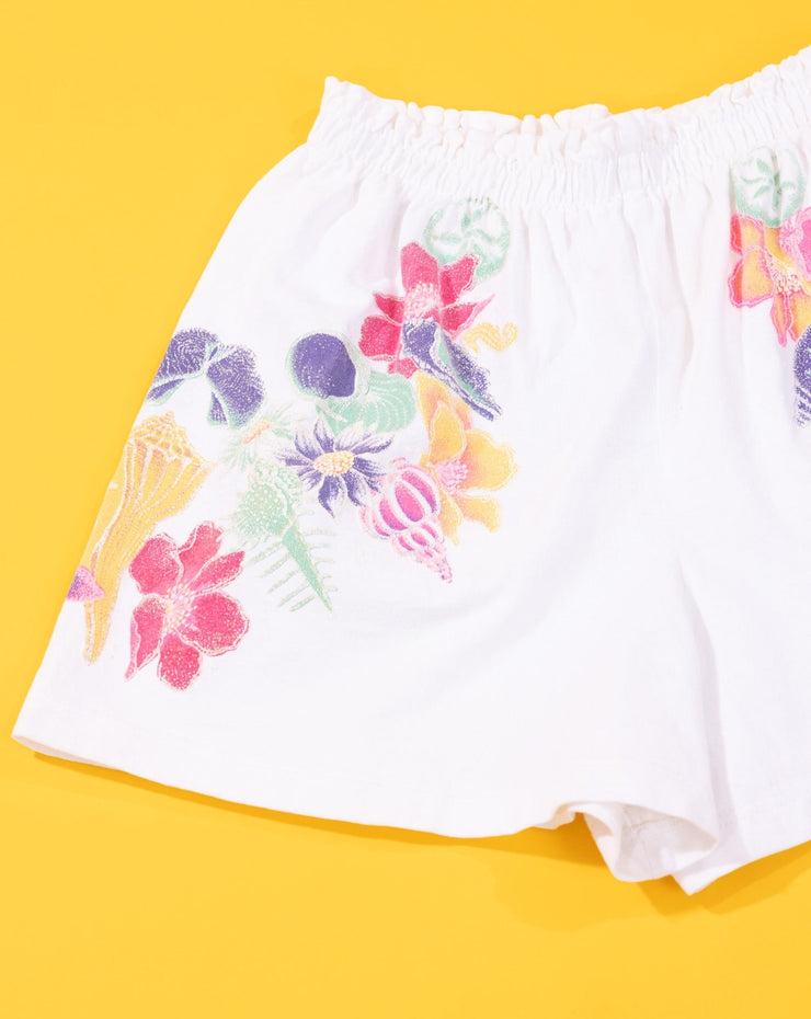 Vintage 80s Sun Lover Floral Crop Top and Shorts Set