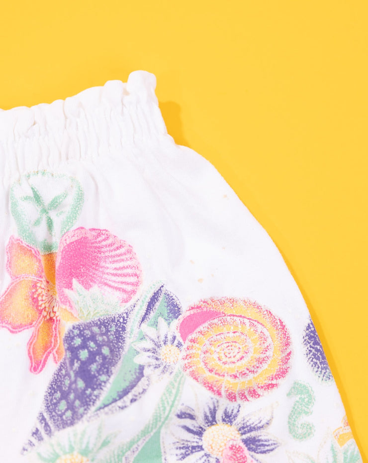 Vintage 80s Sun Lover Floral Crop Top and Shorts Set