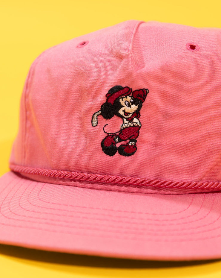 Vintage 90s Disney Mickey Golf Pink Strapback Hat