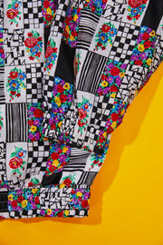 Vintage 90s Lavon Floral Windbreaker Jacket (Black)