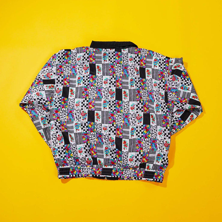 Vintage 90s Lavon Floral Windbreaker Jacket (Black)