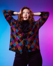 80s Scala Multicolor Sequin Beaded Top
