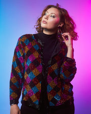 80s Scala Multicolor Sequin Beaded Top