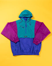Vintage 90s Columbia Color Block Pullover Hoodie Jacket
