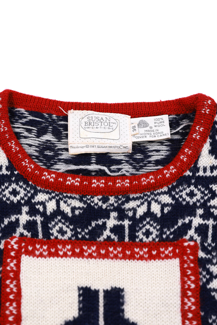 Vintage 1987 Susan Bristol Wool Christmas Sweater