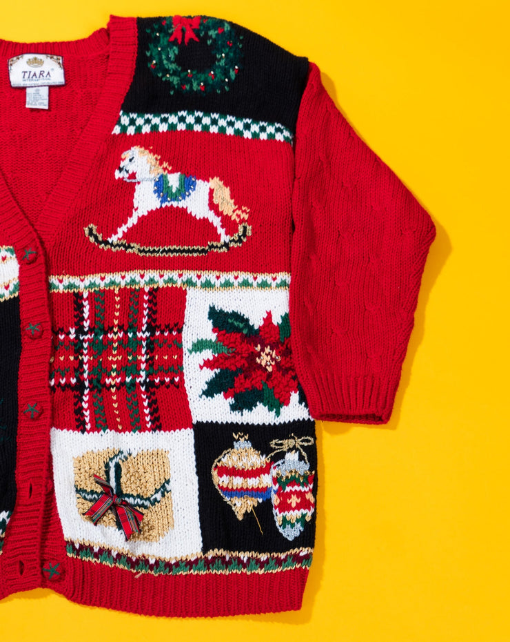 Vintage 1996 Tiara International Knitted Christmas Cardigan Sweater