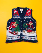 Vintage 1999 Tiara International Knitted Holiday Bears Sweater Vest