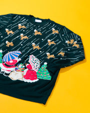 Vintage 90s Christmas All Over Print Reindeers Crewneck Sweater