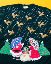 Vintage 90s Christmas All Over Print Reindeers Crewneck Sweater