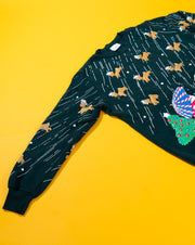 Vintage 90s Christmas All Over Print Reindeers Crewneck Sweater