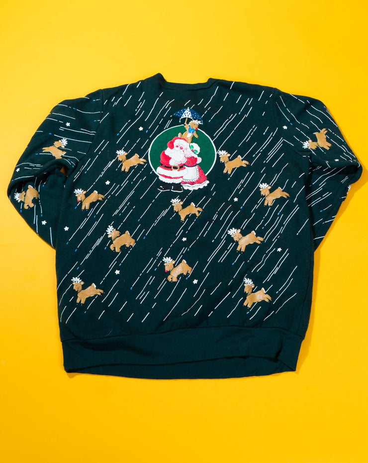 Vintage 90s Christmas All Over Print Reindeers Crewneck Sweater