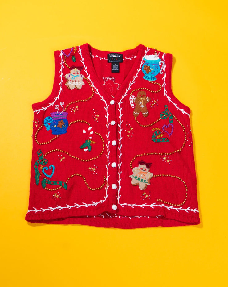 Vintage 90s Designers Originals Studio Joy Gingerbread Sweater Vest