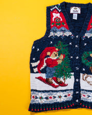 Vintage 1999 Tiara International Knitted Holiday Bears Sweater Vest