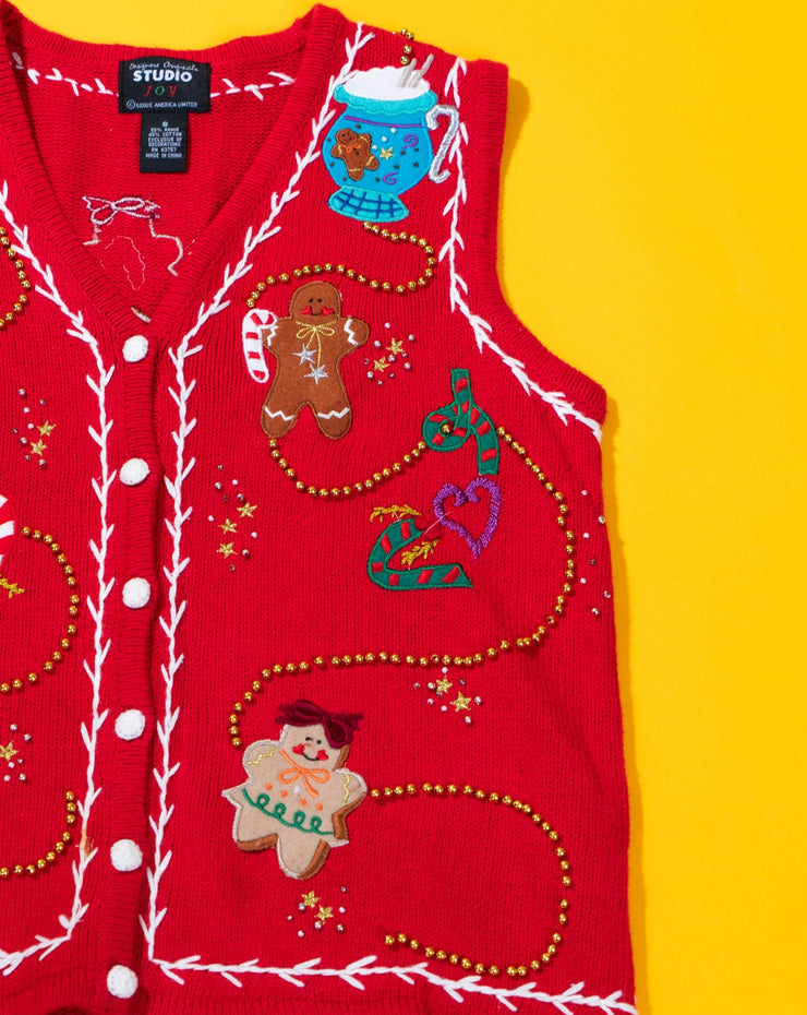 Vintage 90s Designers Originals Studio Joy Gingerbread Sweater Vest