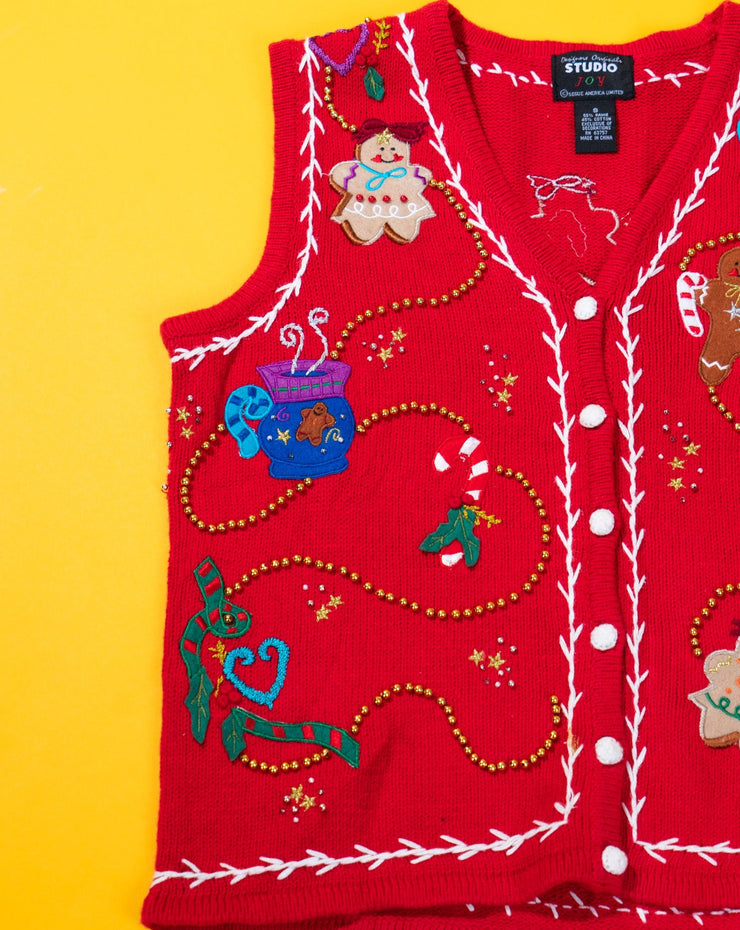 Vintage 90s Designers Originals Studio Joy Gingerbread Sweater Vest