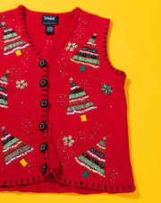 Vintage 90s Designers Originals Studio Joy Christmas Tree Sweater Vest