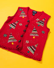 Vintage 90s Designers Originals Studio Joy Christmas Tree Sweater Vest