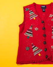 Vintage 90s Designers Originals Studio Joy Christmas Tree Sweater Vest