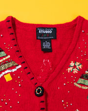 Vintage 90s Designers Originals Studio Joy Christmas Tree Sweater Vest