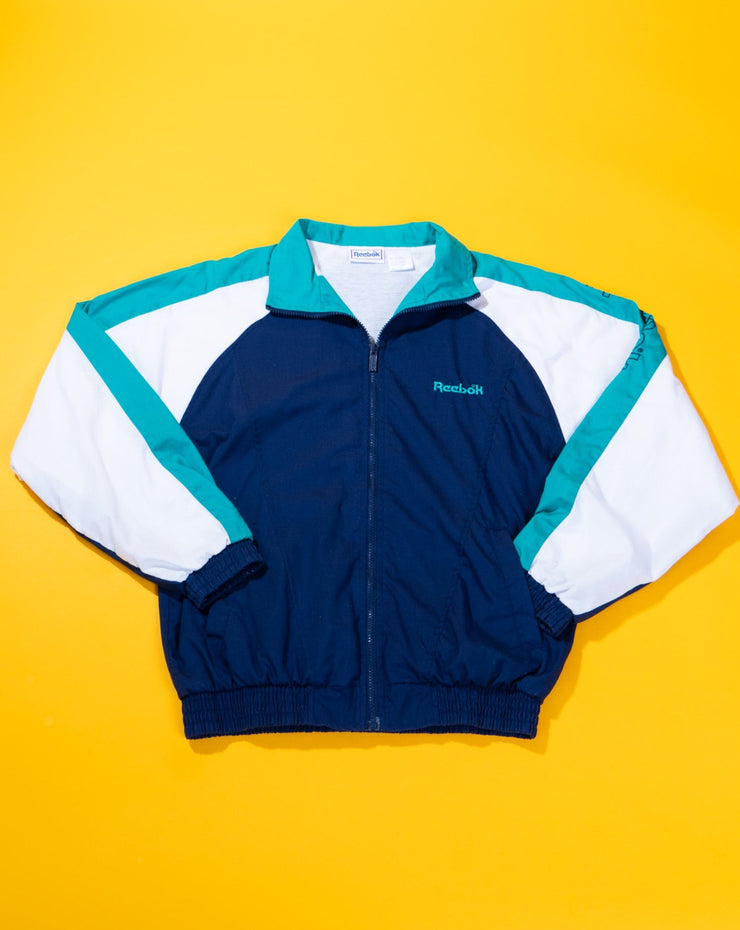 Vintage 80s/90s Reebok Windbreaker (blue/white/teal)