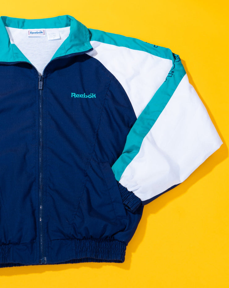 Vintage 80s/90s Reebok Windbreaker (blue/white/teal)