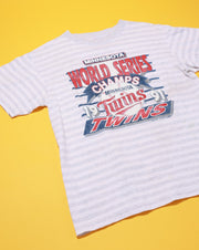 Vintage 1991 Minnesota Twins World Series Champs Striped T-shirt