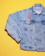 Vintage Denim Jacket with Floral Design