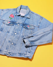 Vintage Denim Jacket with Floral Design