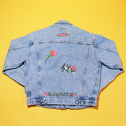 Vintage Denim Jacket with Floral Design