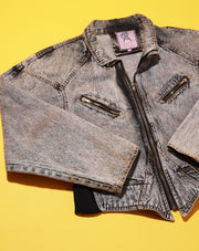 Vintage 80s Cropped COA Acid Wash Denim Jacket