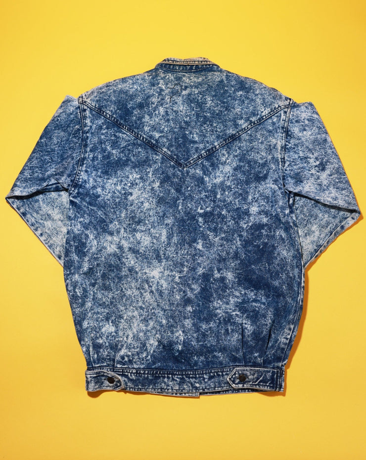 Vintage 80s Jorda Fashion Acid Wash Long Denim Jacket