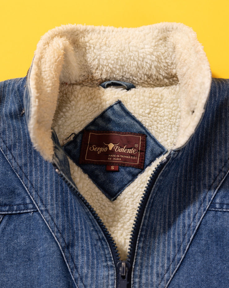 Vintage 80s Sergio Valente Denim Fleece Jacket
