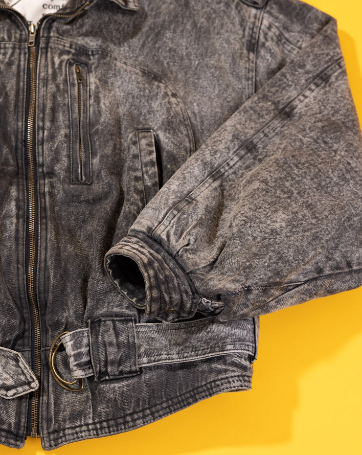 Vintage 80s Blue Zone Black Acid Wash Denim Jacket