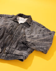 Vintage 80s Blue Zone Black Acid Wash Denim Jacket