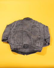 Vintage 80s Blue Zone Black Acid Wash Denim Jacket