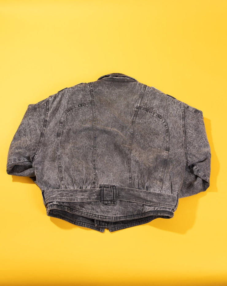 Vintage 80s Blue Zone Black Acid Wash Denim Jacket