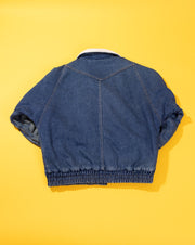 Vintage 80s Weathered Blues Denim Fleece Jacket