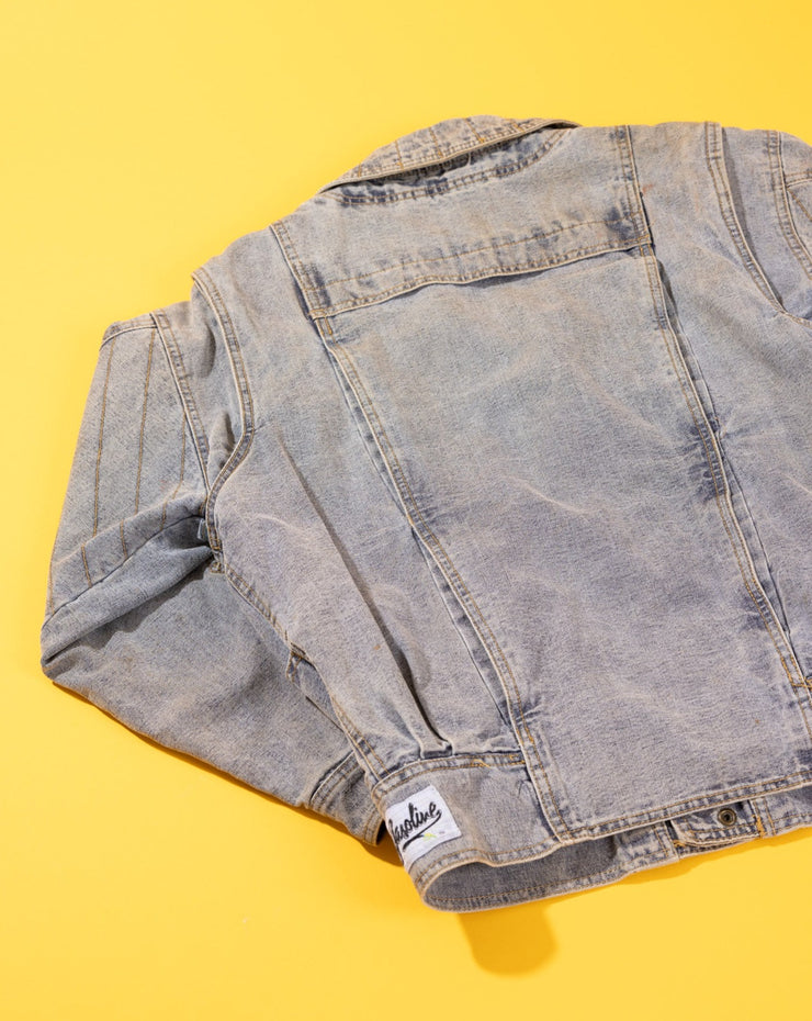 Vintage 80s Gasoline Jeans Denim Zip Sleeve Jacket